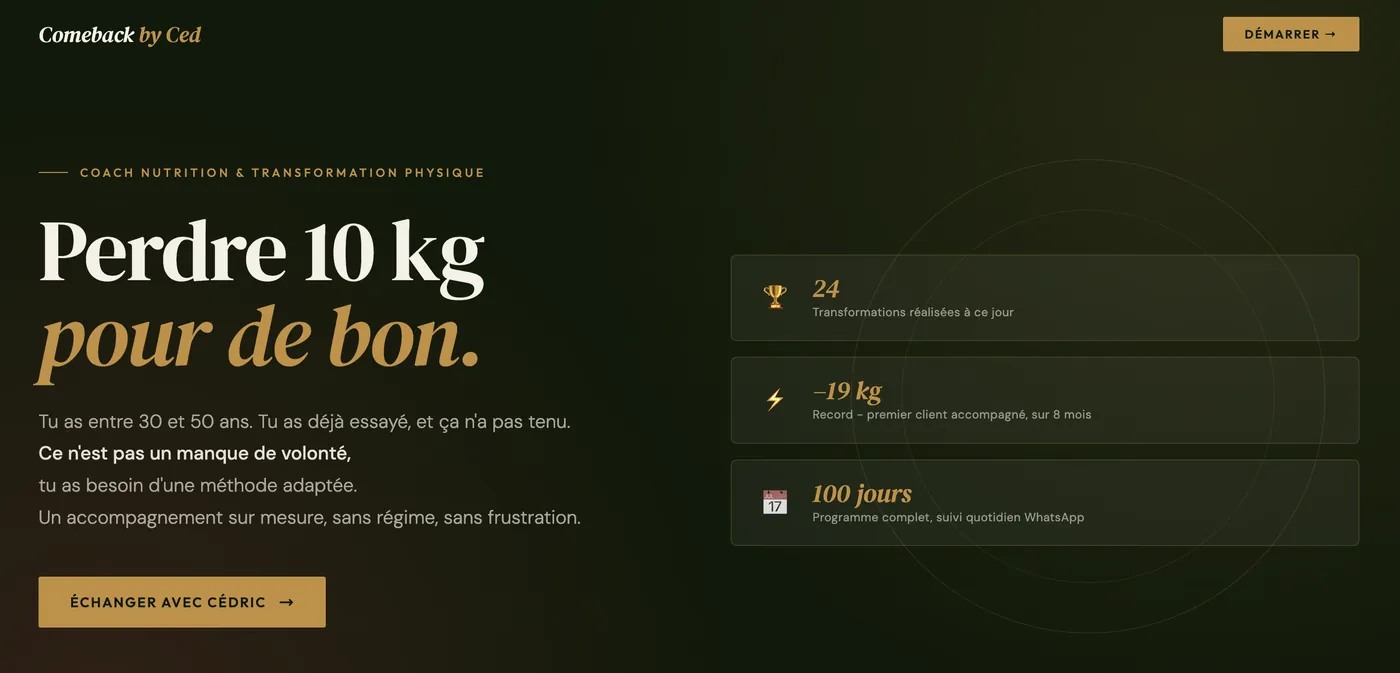 Page réalisée pour Comeback by Ced